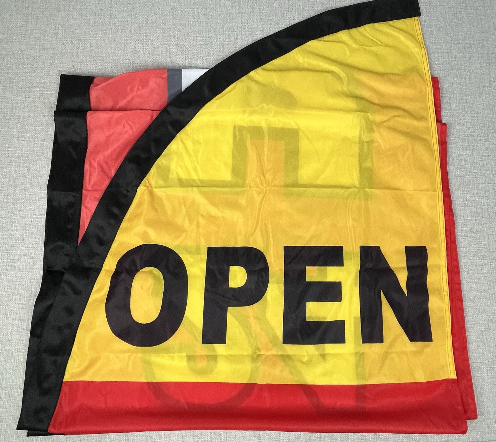 12ft Feather Flag Red Yellow Black Banner Open 24 Hours – Flag Only No Pole