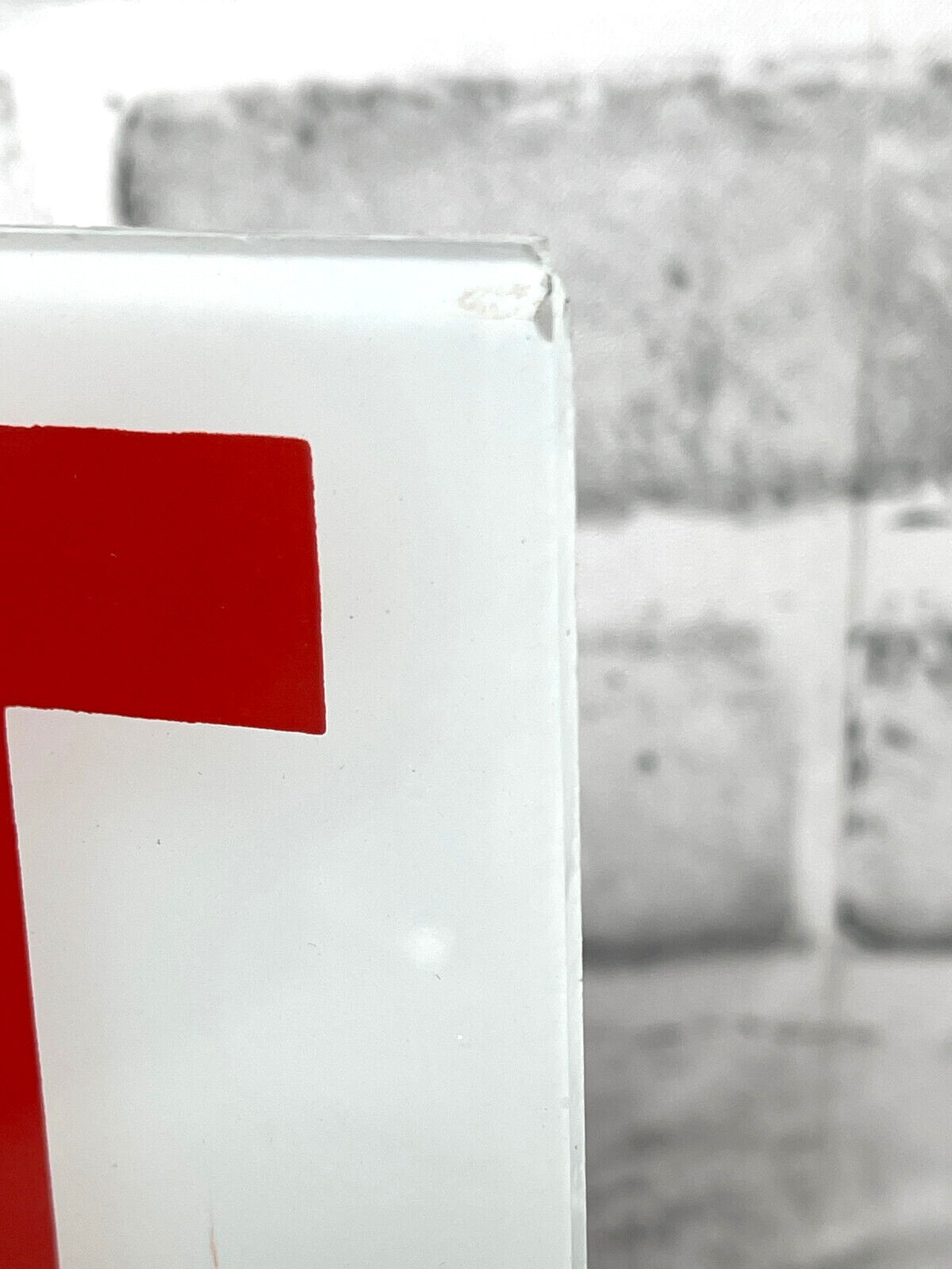 Vintage Frosted Glass Panel Exit Sign Replacement White & Red 9.75&Prime; x 7.25&Prime;