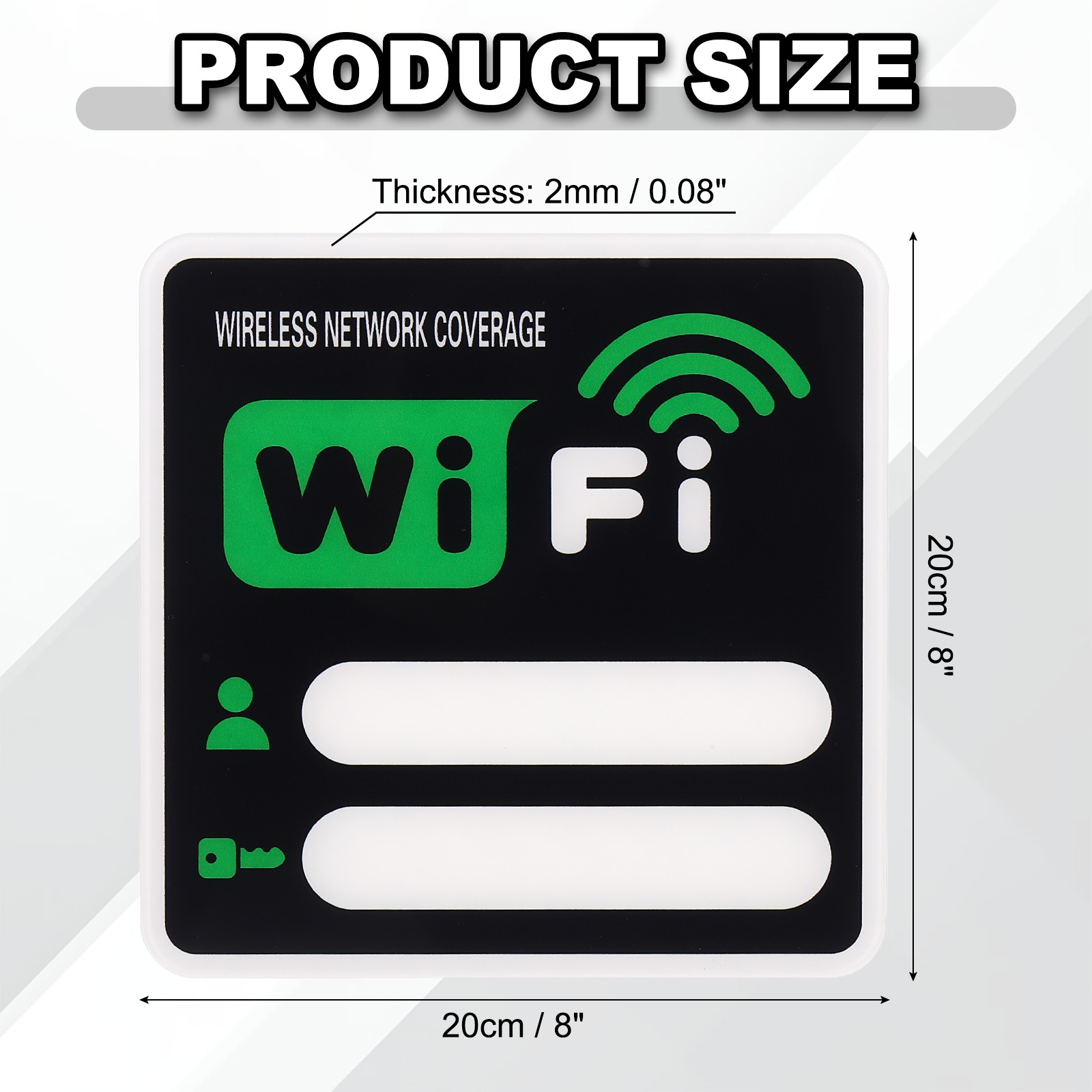 8&Prime; x 8&Prime; Wifi Password Sign, 1 Pcs Acrylic WiFi Sign Self Adhesive, Green