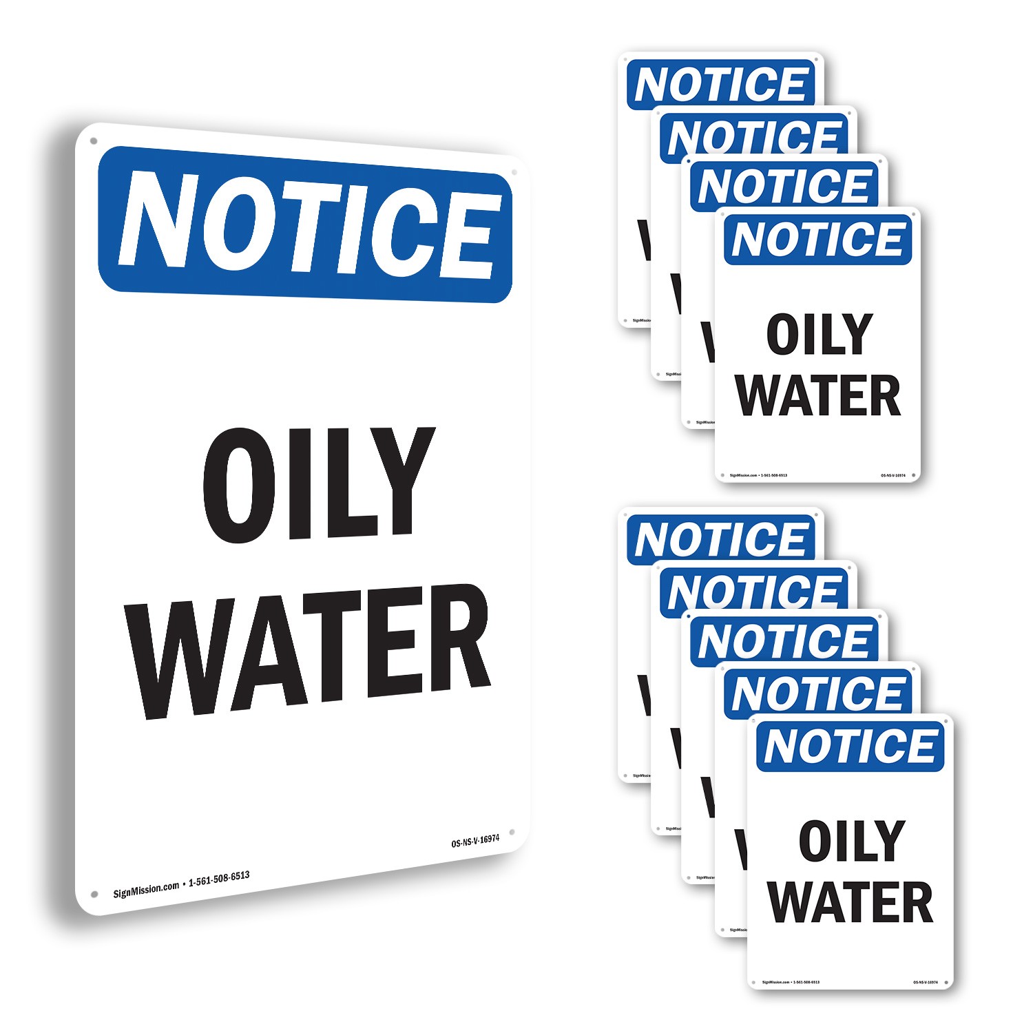 Oily Water OSHA Notice Sign Metal, Plastic, Or Decal – 5 or 10 Pack
