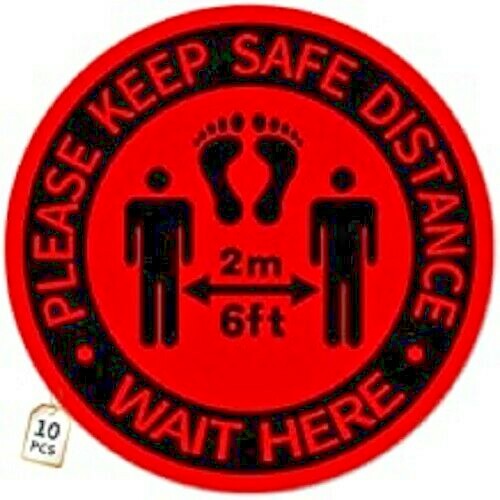 10 Pack 12&Prime; Social Distancing Floor Decals Sign Round Safety Vinyl EZ to Clean