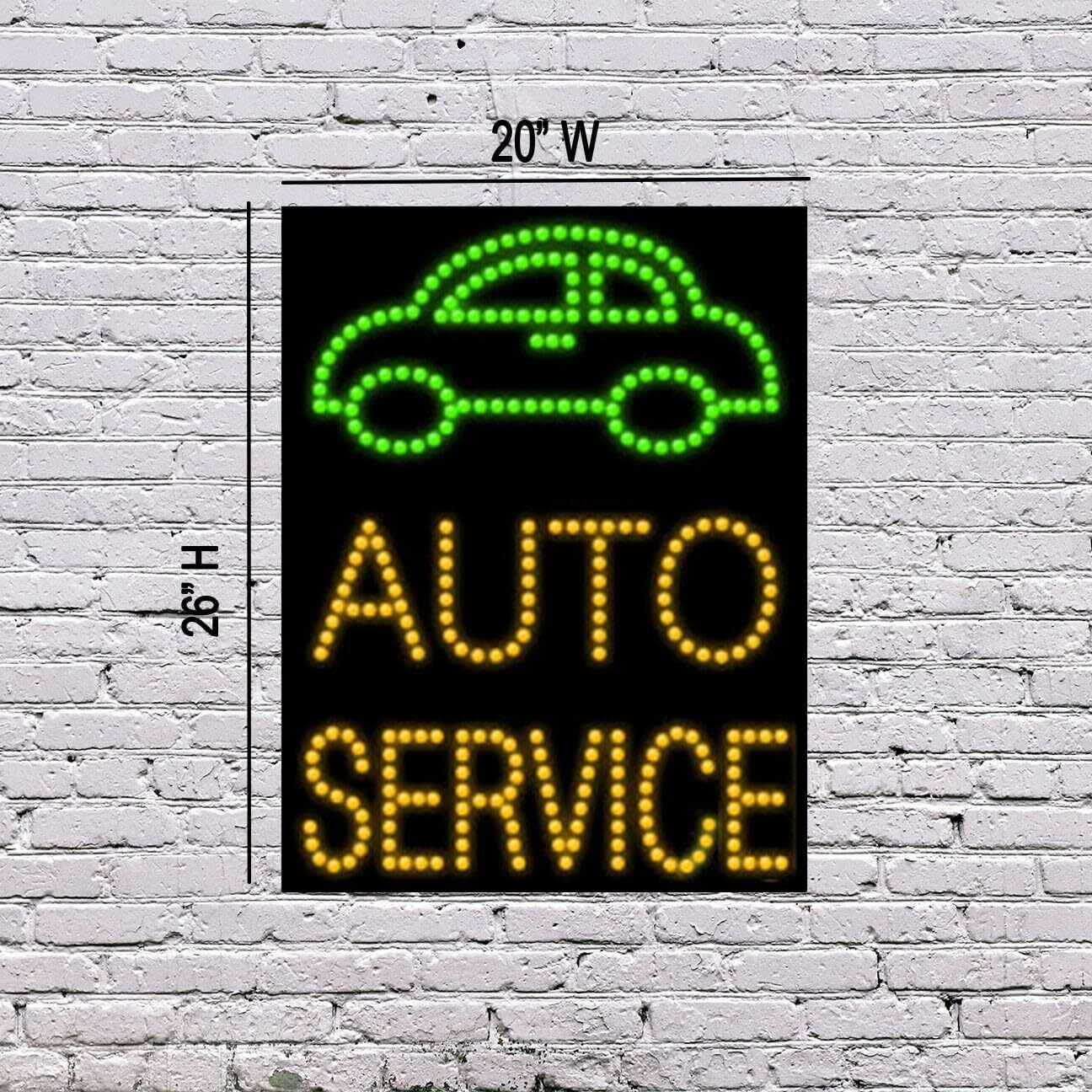LED Auto Service Sign | Light Up Sign | 26&Prime;H x 20&Prime;W x 2&Prime;D