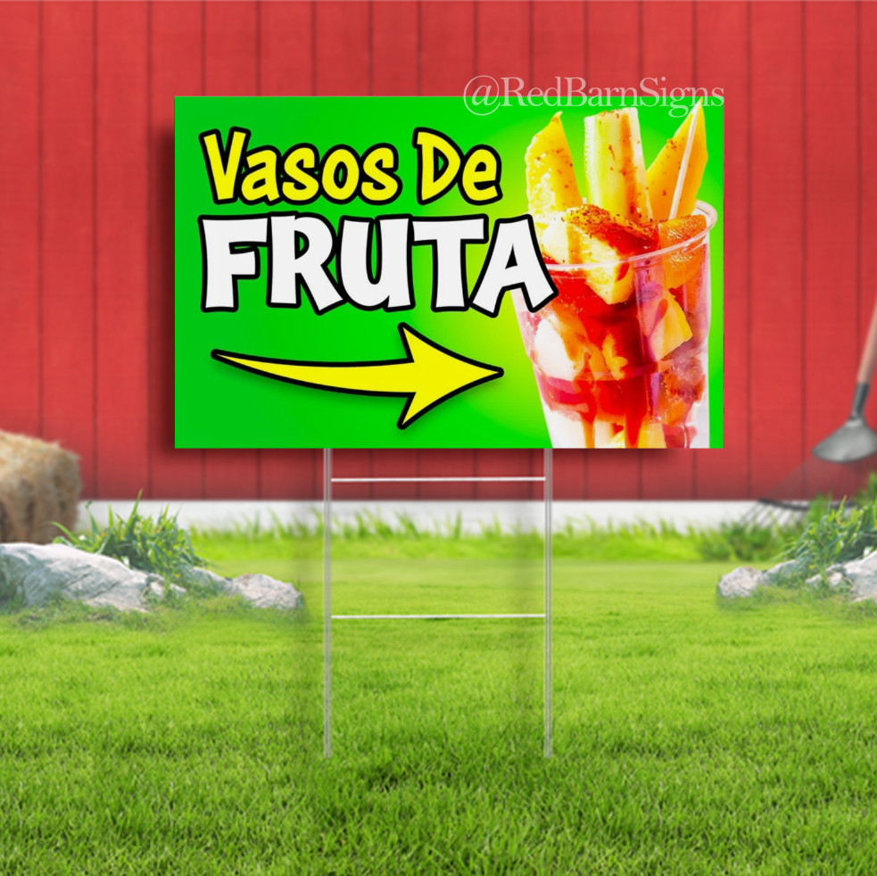 Vasos De Fruta arrow Indoor Outdoor Yard Sign with metal stakes