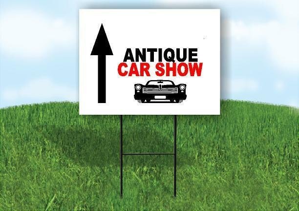 ANTIQUE CAR SHOW STRAIGHT ARROW BLACK Yard Sign with Stand LAWN SIGN