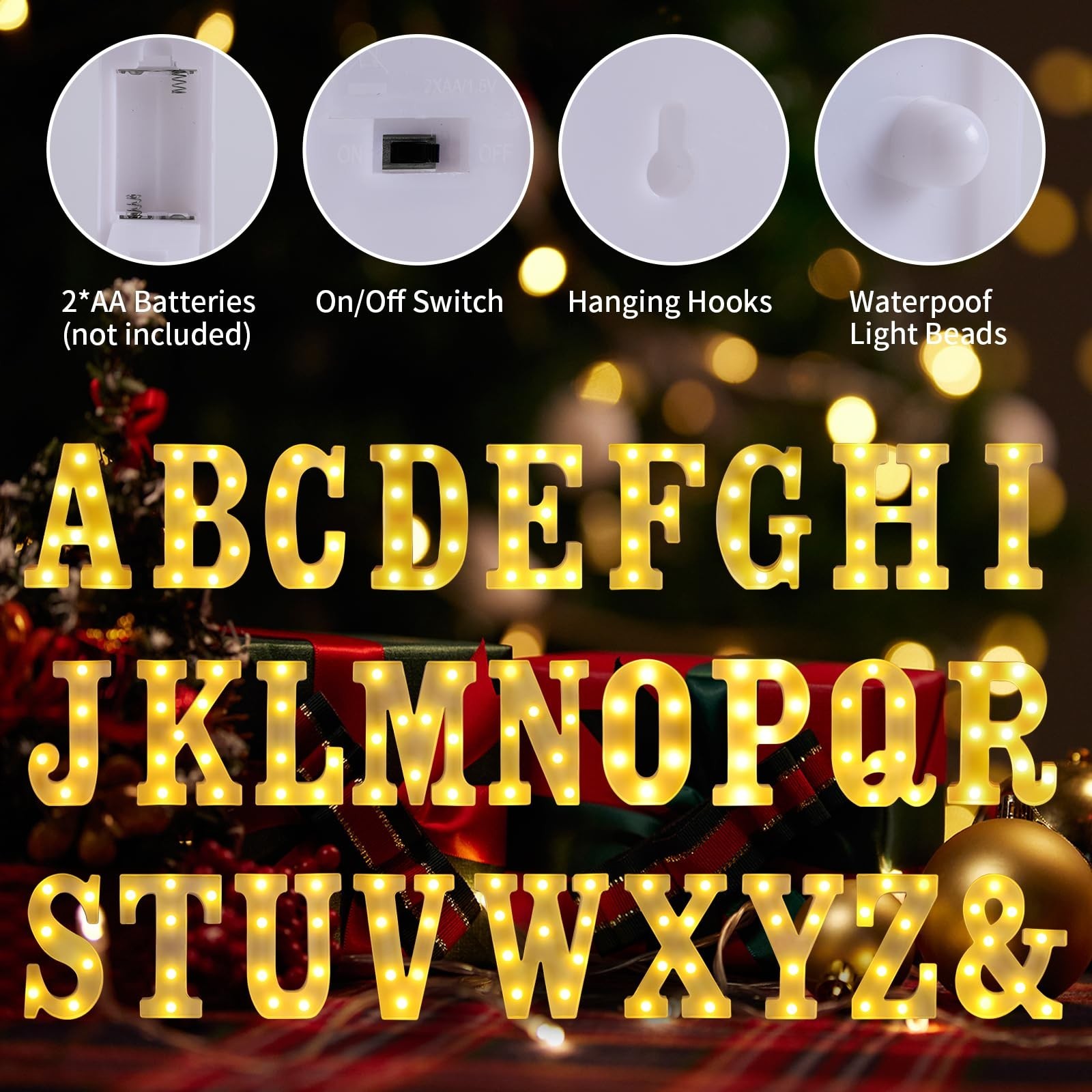 Light Up Letter A to Z,LED Sign Marquee Letters 26 Alphabet for Party Birthda…