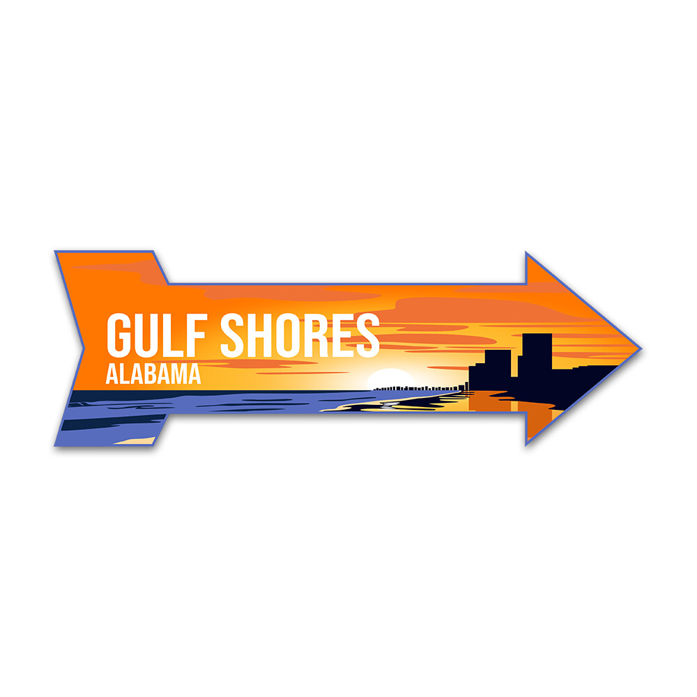 Arrow Shape Plus Gulf Shores, Alabama 12×4&Prime; Wall or Door Sign