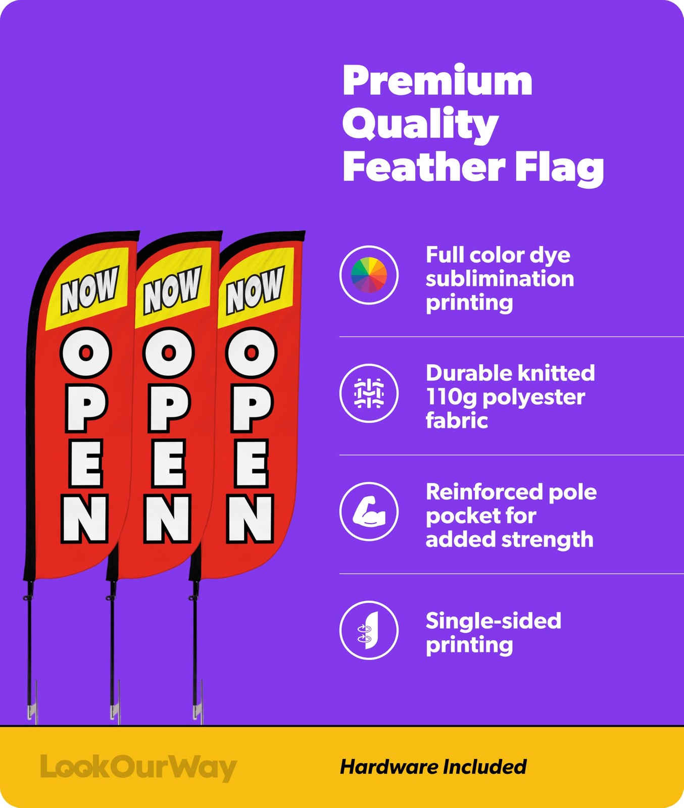 Feather Flag Pole Kit 3-Pack Bundle – 7ft Tall Grand Opening Advertising Bann…