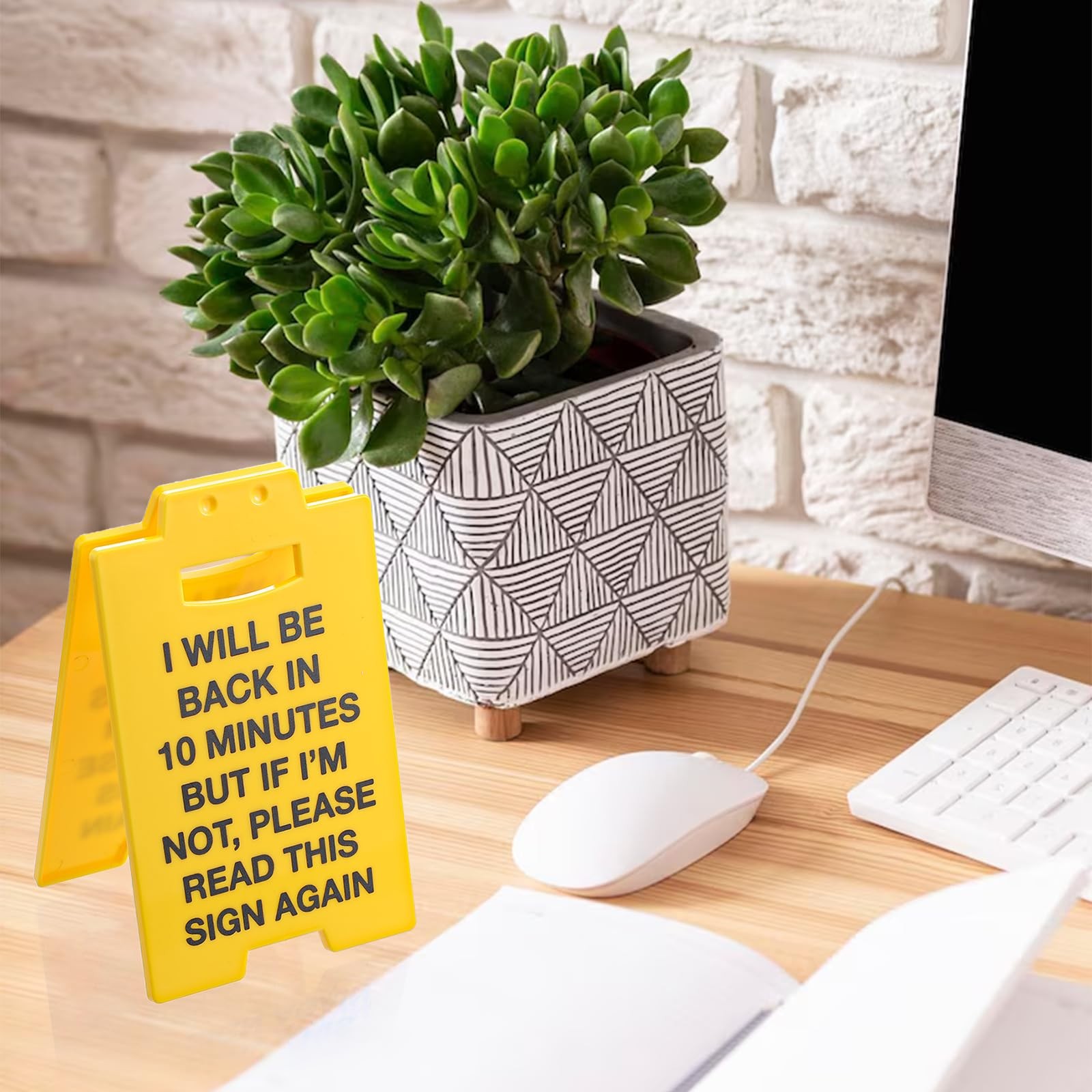 Humorous Out of Office Desk Sign – Be Right Back in Minutes Decor