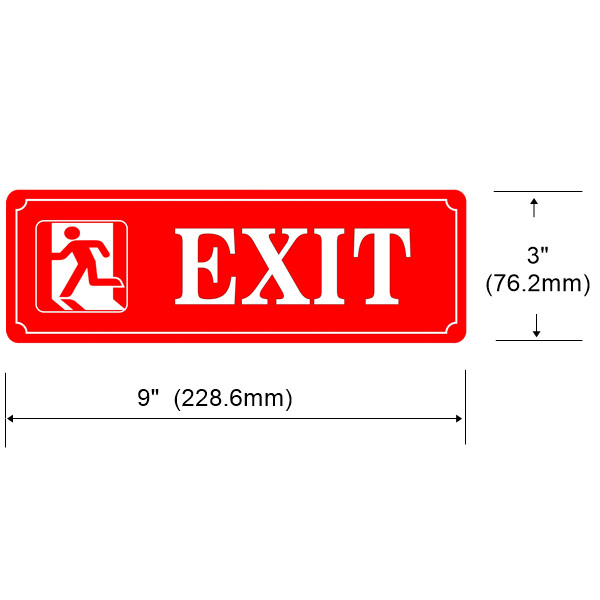 (2 Pack) 9&Prime; X 3&Prime; EXIT Red Door Sign Back Self Adhesive Vinyl Label Decal Sticker
