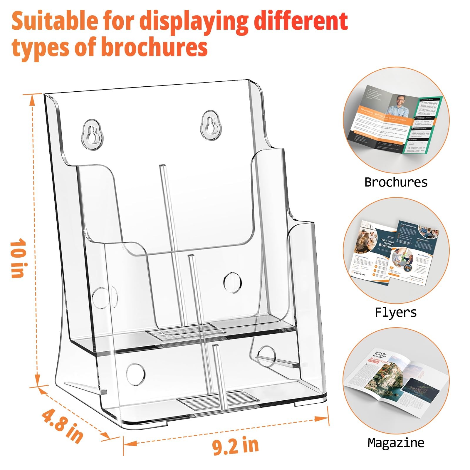 FUCDTEFC 2 Pack Acrylic Brochure Holder 2 2-Tier Holder, Clear