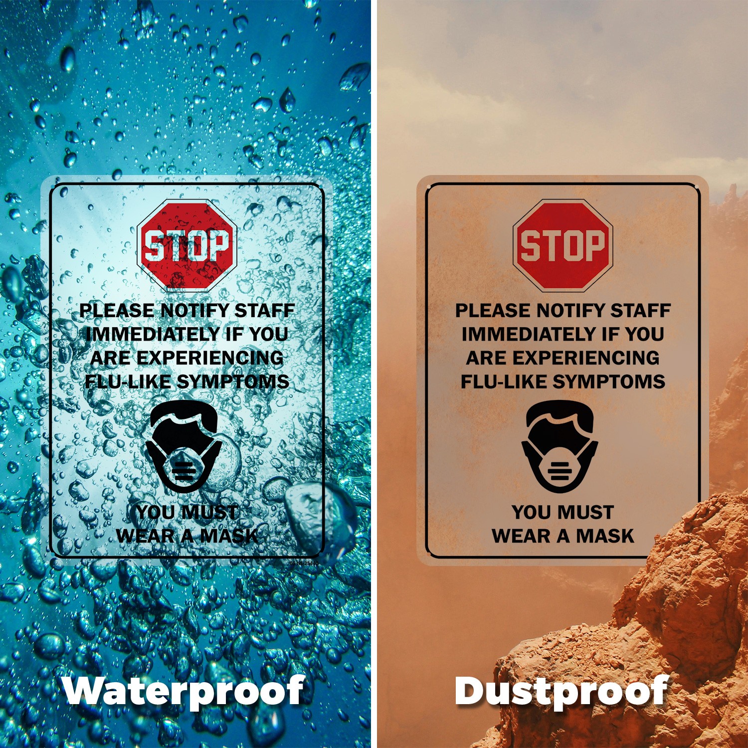 Stop Notify Staff If You Are Experiencing Flu-like Public Safety Sign 5/10 Pack