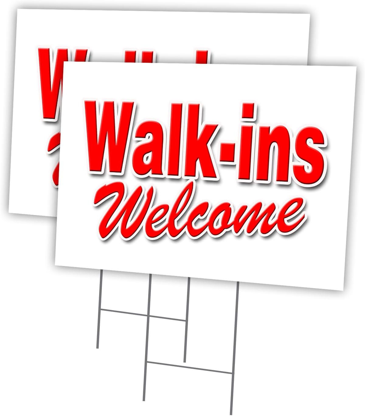 Walk-Ins Welcome 2 Pack of 18&Prime; X 24&Prime; Yard Sign & Stake Outdoor Plastic Window |