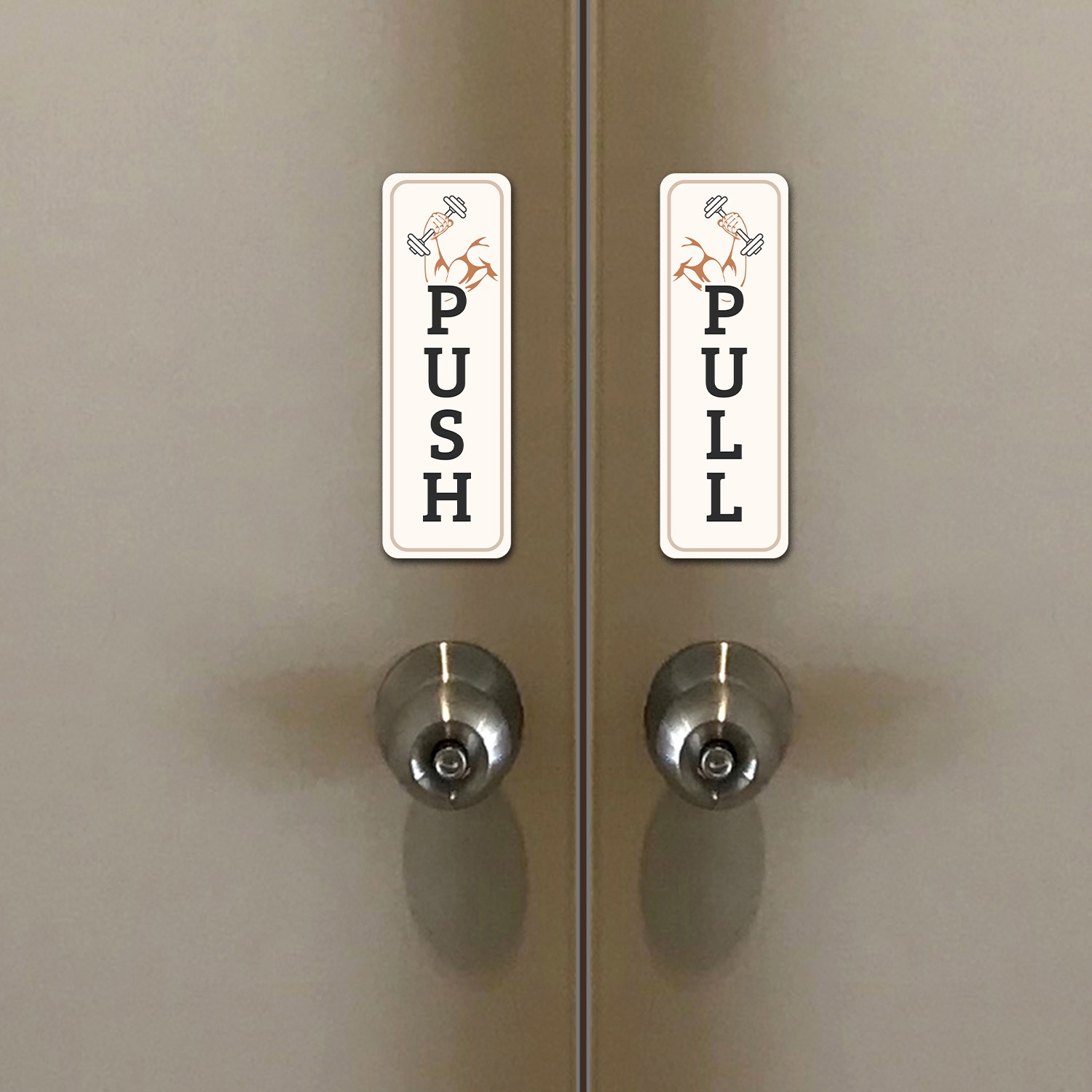 Signs ByLITA Vertical Push and Pull Door Signs (Dumbbell Weight Design)