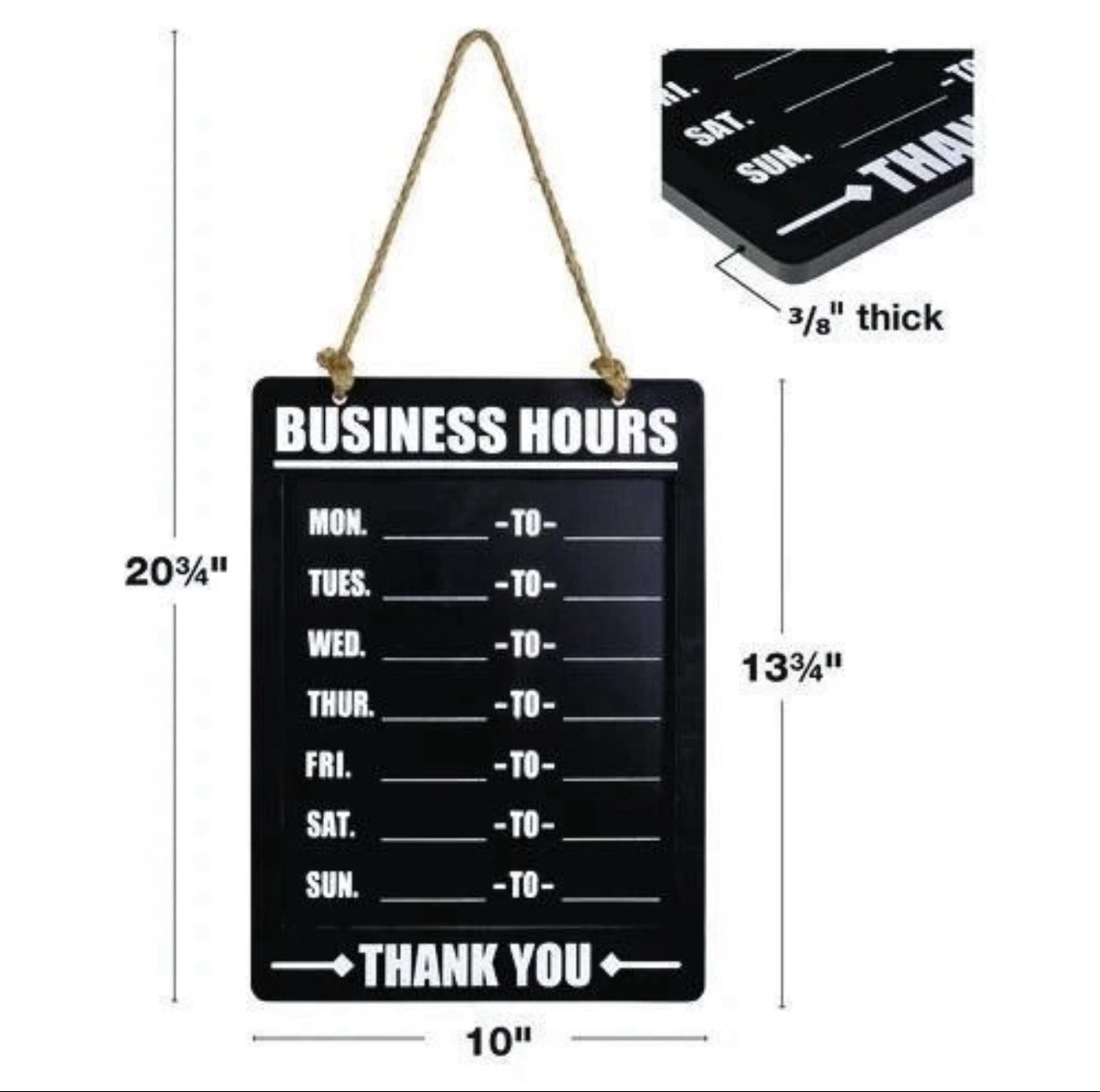 Excello Global Products Hanging Business Hours Chalkboard Door Sign 10×13.75&Prime;