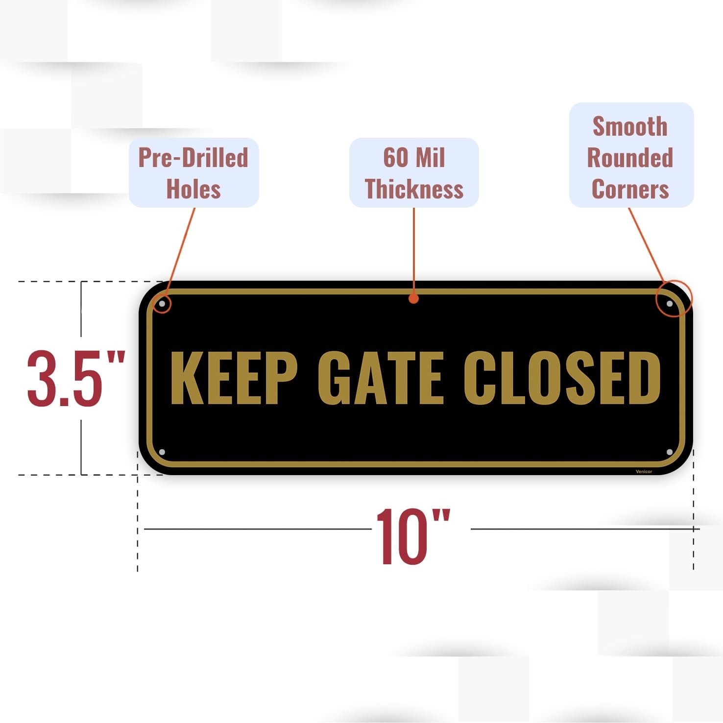 2 PCS 10×3.5 Inch Please Keep Gate Closed Aluminum Sign Metal Warning Board