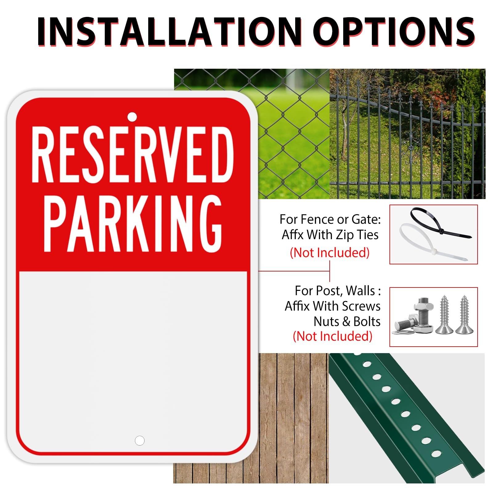 2-Pack 18×12 Inches Blank Reserved Parking Sign Rust Free Reflective Aluminum
