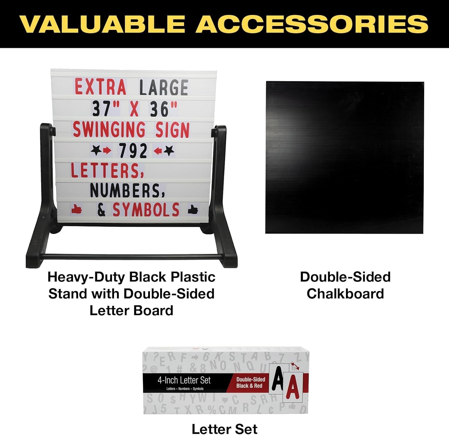 Swinging Changable Message Sidewalk Sign 37&Prime; x 36&Prime; Sign W/ 792 Pre-Cut Double