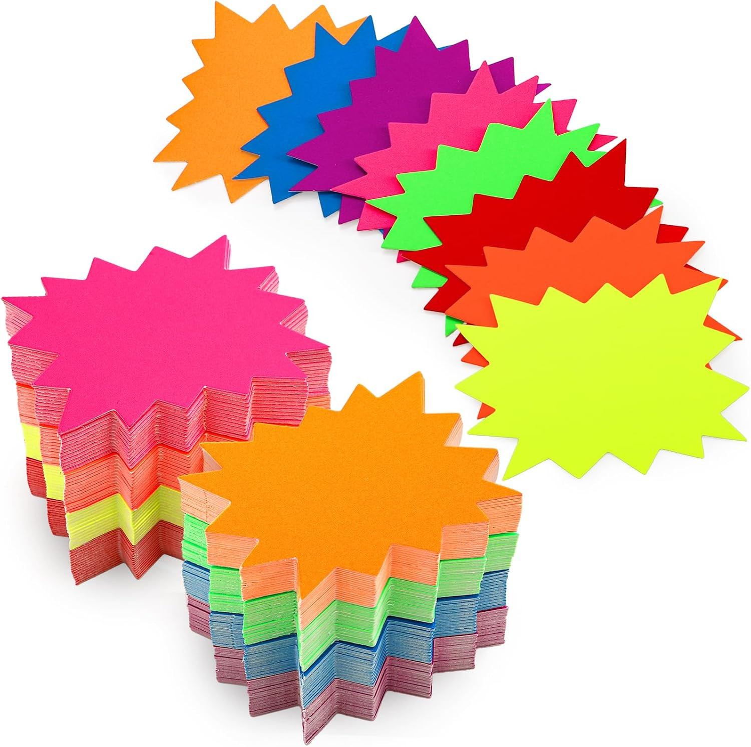 Covzoe 400 Pieces Burst Star Signs, 3.5 X 2.8 Inch Small Fluorescent Neon Signs