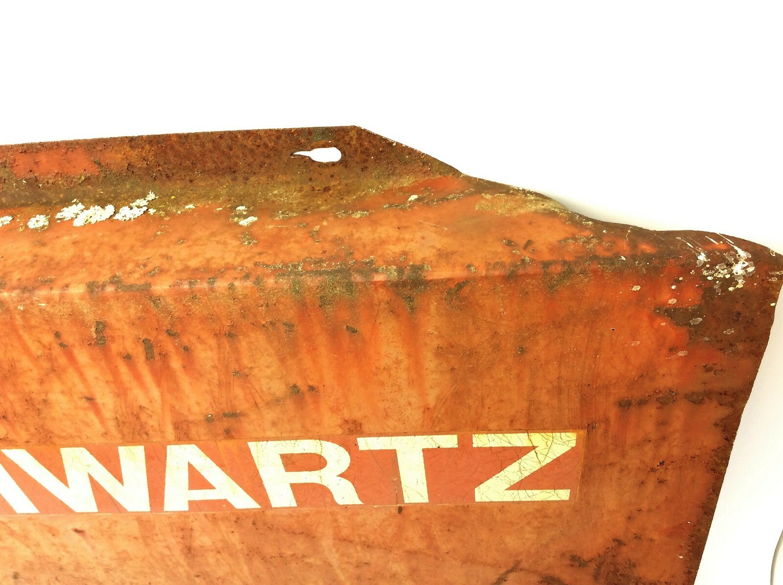 Vintage Metal Steel Painted Red Schwartz One Sided Business Sign Advertising
