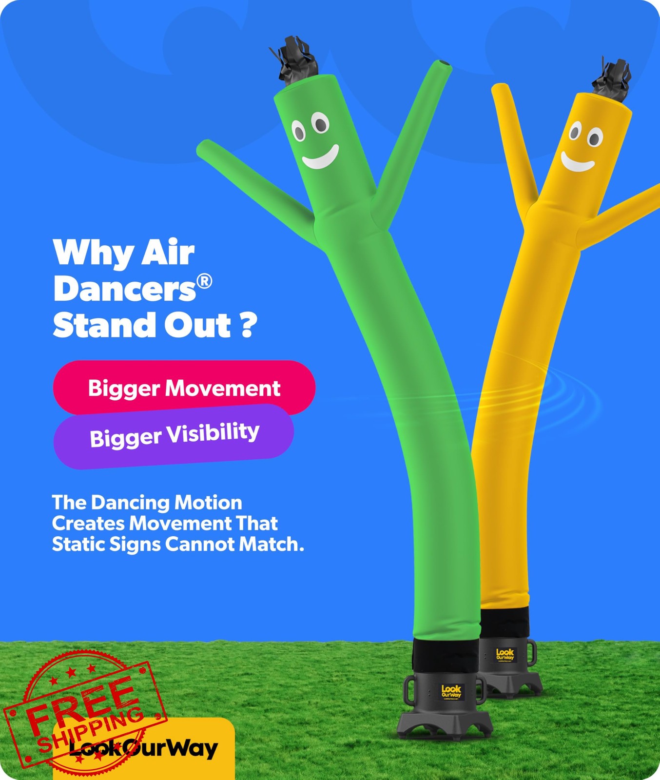 LookOurWay 10ft Green Air Dancers Attachment