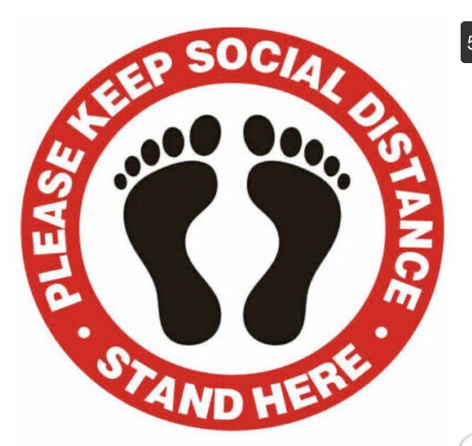 Social Distance Floor Sticker. 12-Pack Anti-Slip, Waterproof. Red White & Black