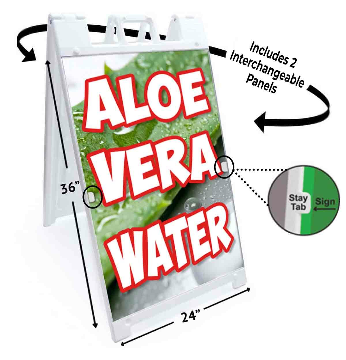 ALOE VERA WATER Signicade 24×36 A Frame Sidewalk Sign Double Sided DRINK
