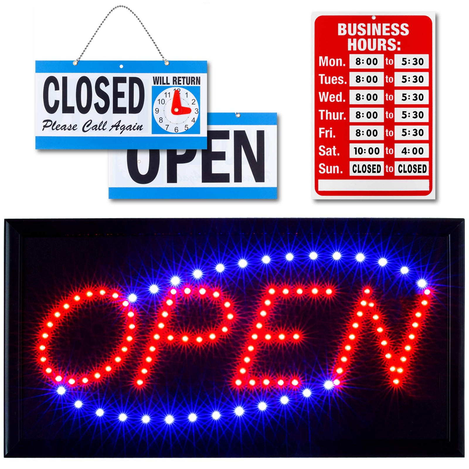 Ultima LED Neon Open Sign for Business: Horizontal 17&Prime; x 10&Prime;, Model 2