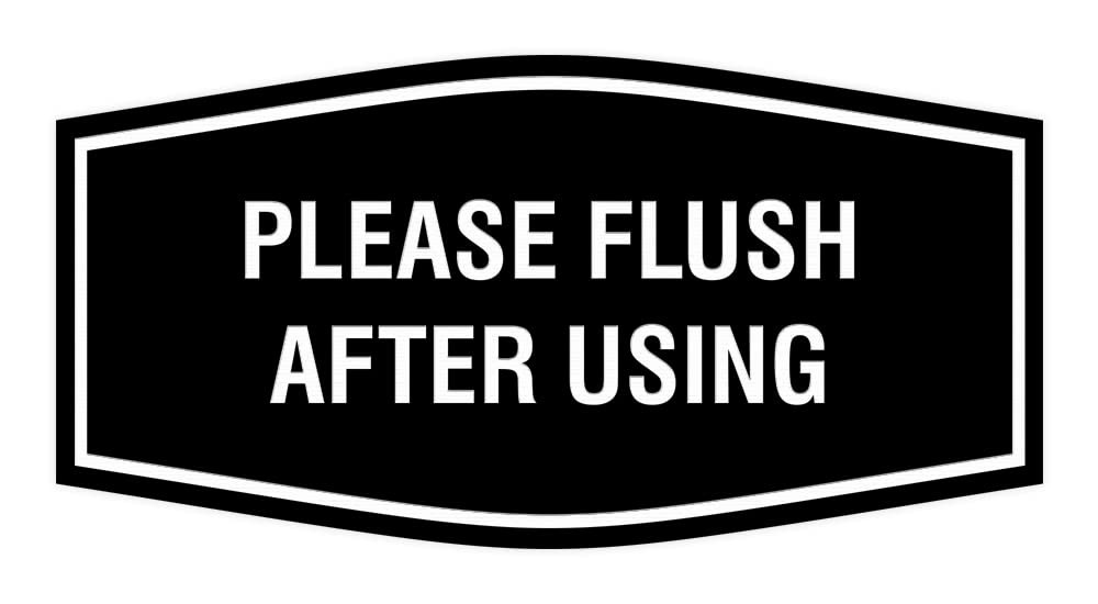 1 PCS Fancy Please Flush After Using Sign Black Medium Wall Restroom Plaque