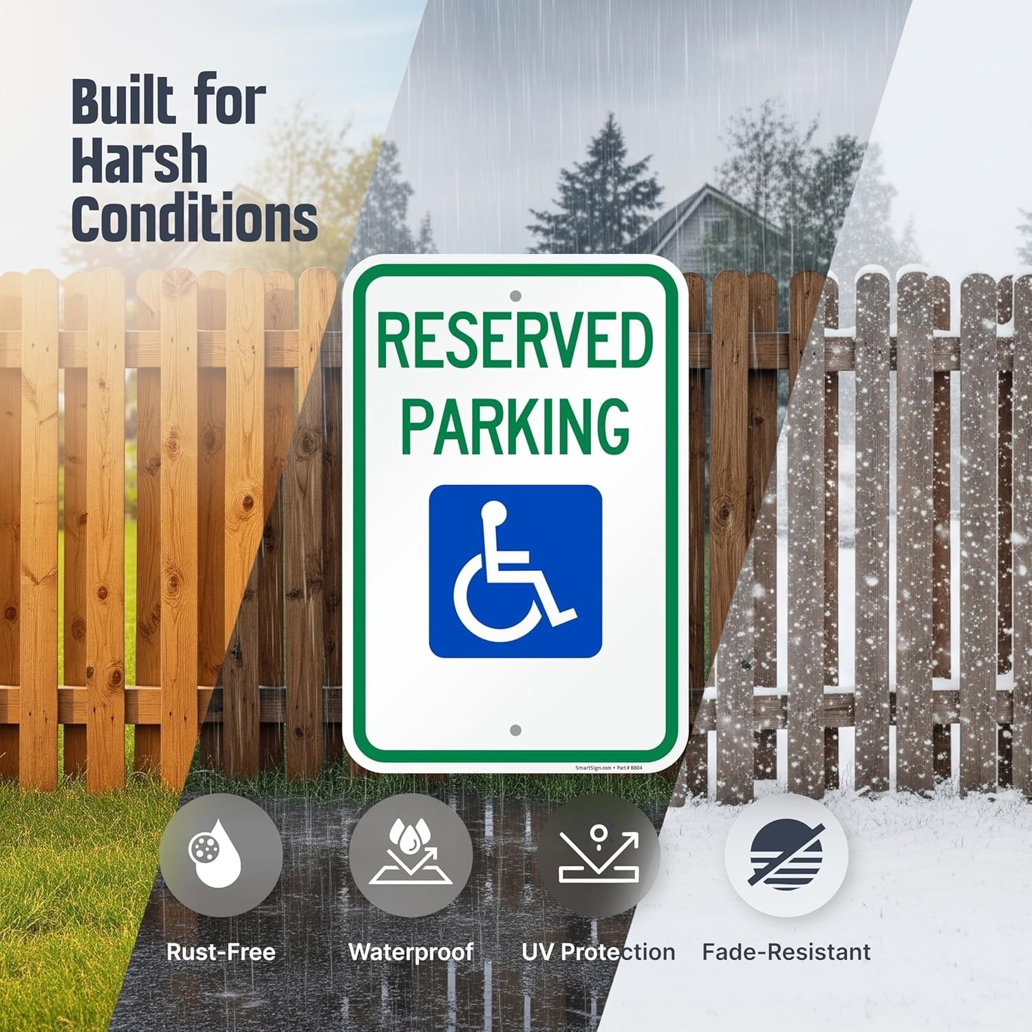 Reserved Handicap Parking Sign Aluminum Reflective 12×18 Outdoor Safety