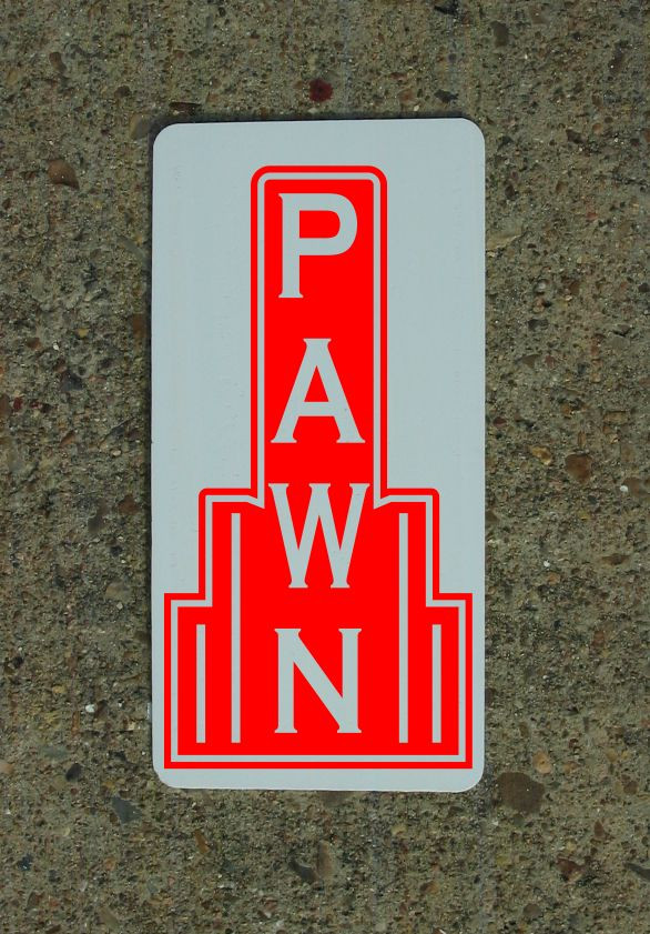 PAWN RED Metal Sign 40&rsquo;s 50s Retro Vintage Style Art Deco Decor Design