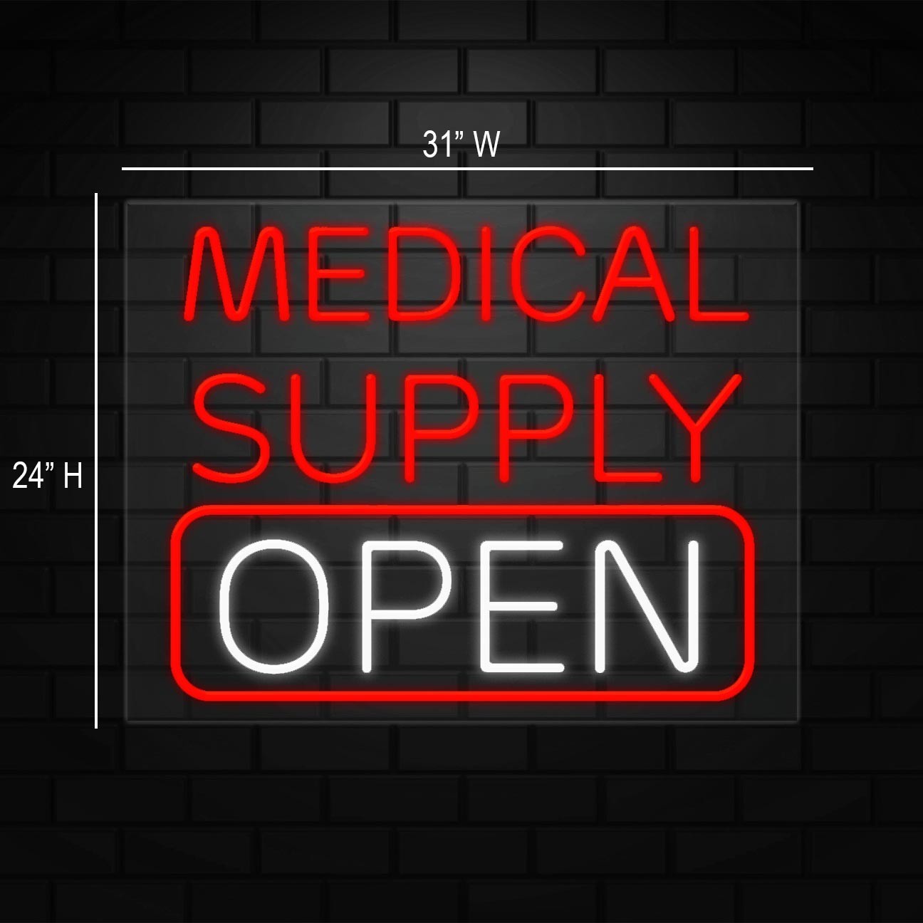 Medical Supply Neon Sign for Retail Displays | LED Flex Neon | 31&Prime;W x 24&Prime;H x 1&Prime;D