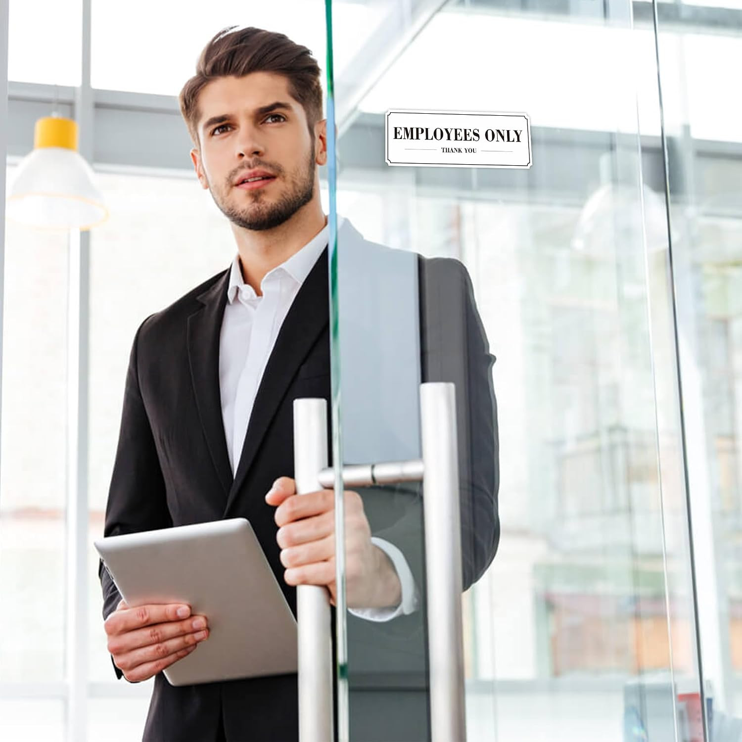 Employees Only Sign for Door, (2 Pack) Self-Adhesive Staff Only for Business Doo
