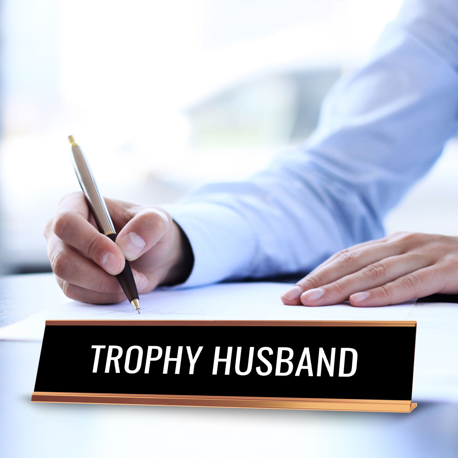 Trophy Husband 2 x 10&Prime; Desk Sign | Funny Home & Office Decor