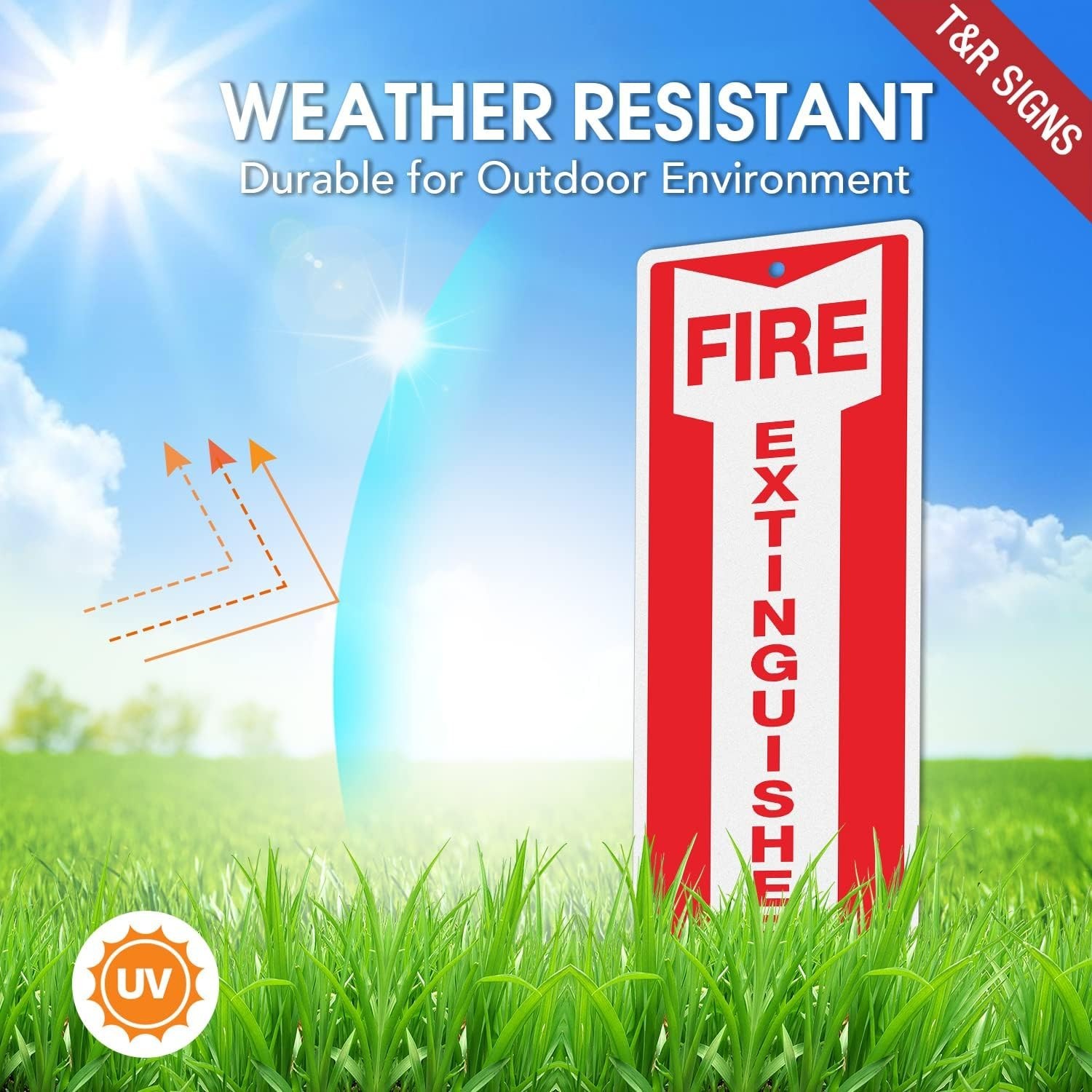 Metal Fire Extinguisher Sign – 4 Pack – 12&Prime;x4&Prime; .040 Rust Free Heavy Aluminum,…