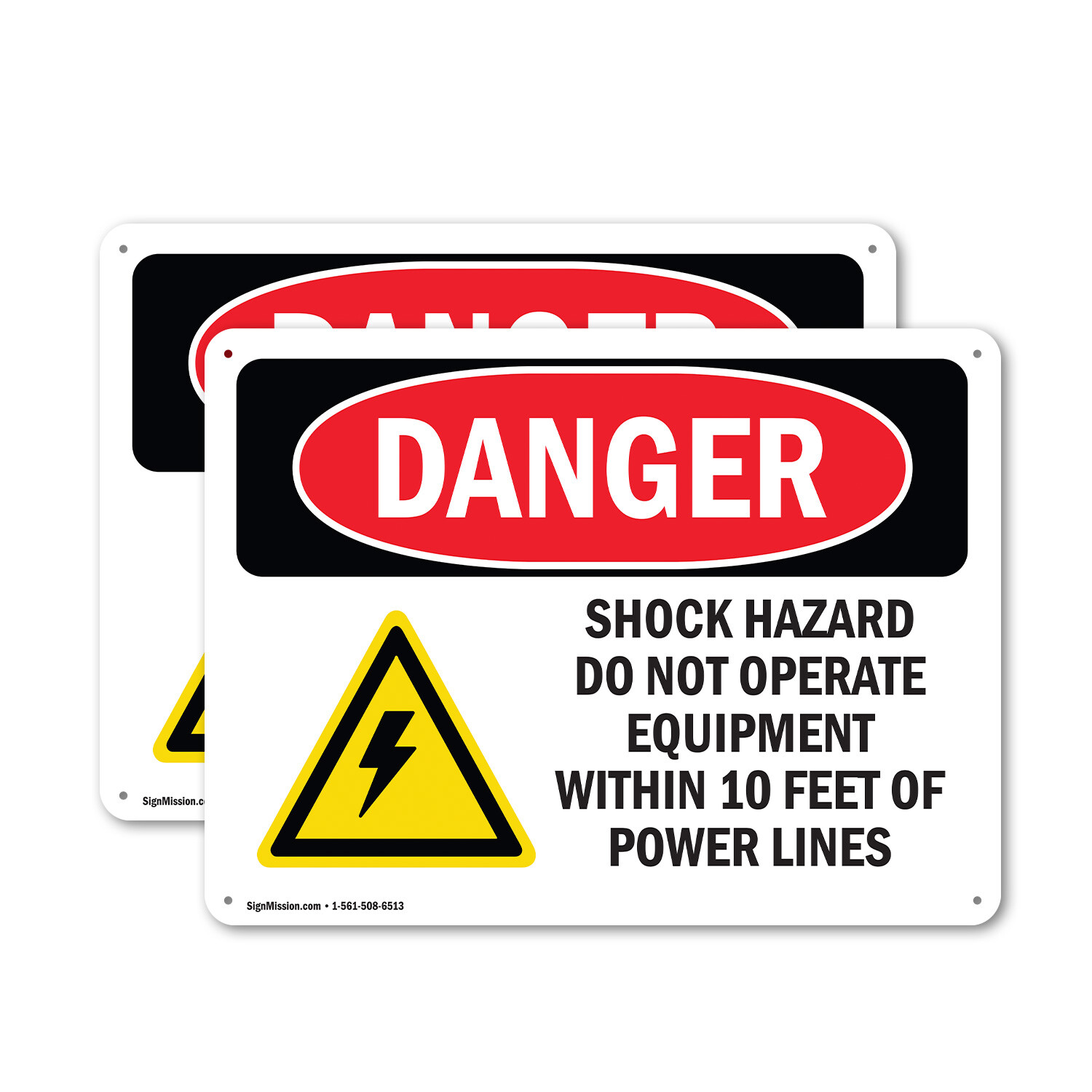 (2 Pack) Shock Hazard Do Not Operate Within 10 Feet OSHA Danger Sign Decal Metal