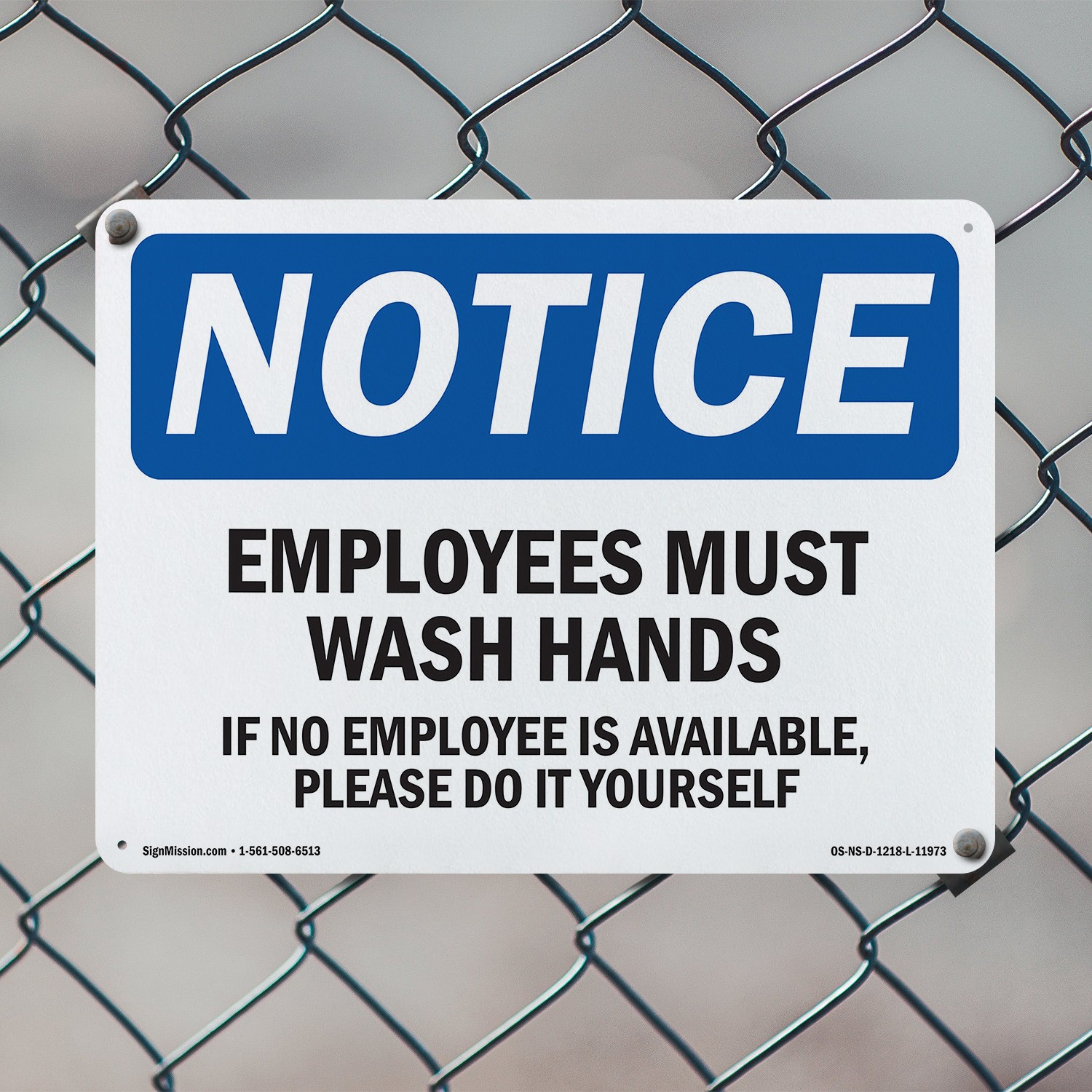 Employees Must Wash Hands If No Employee OSHA Notice Sign, Decal 5 or 10 Pack
