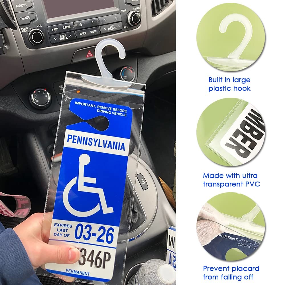 Handicapped Parking Placard Holder – Disabled Protective Mirror clear