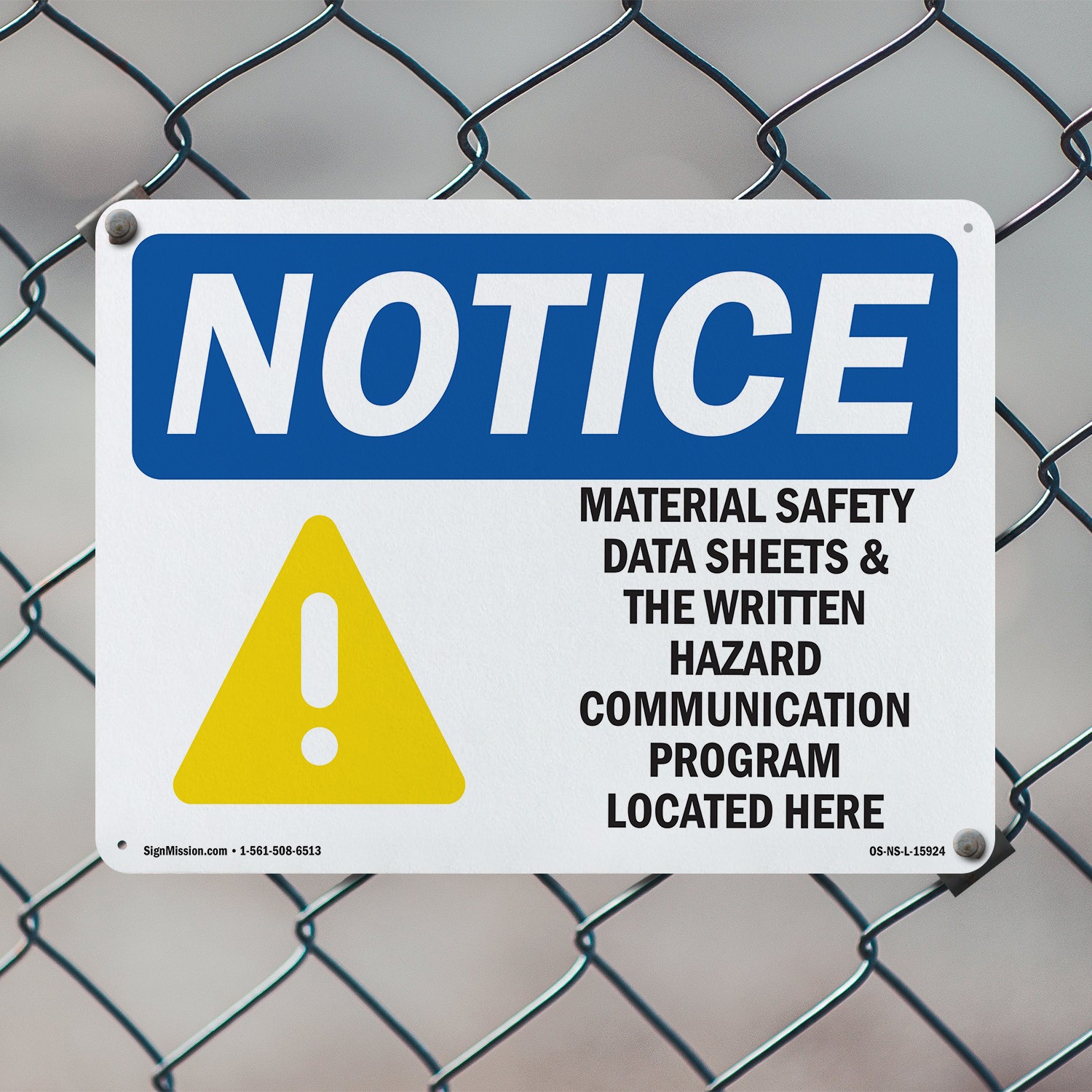 Material Safety Data Sheets Hazard Program OSHA Notice Sign, Decal 5 or 10 Pack