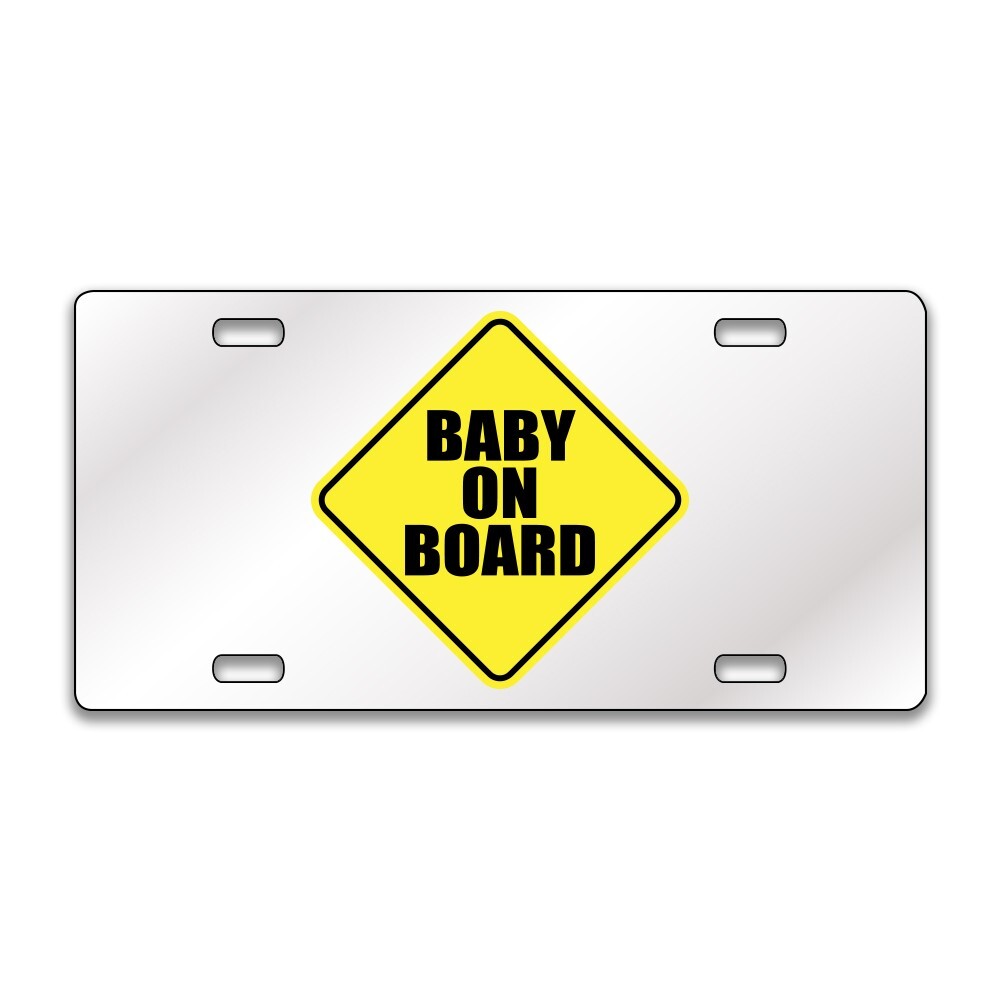 BABY ON BOARD FUNNY Chrome or Black Acrylic License Plate CUSTOM LP0128