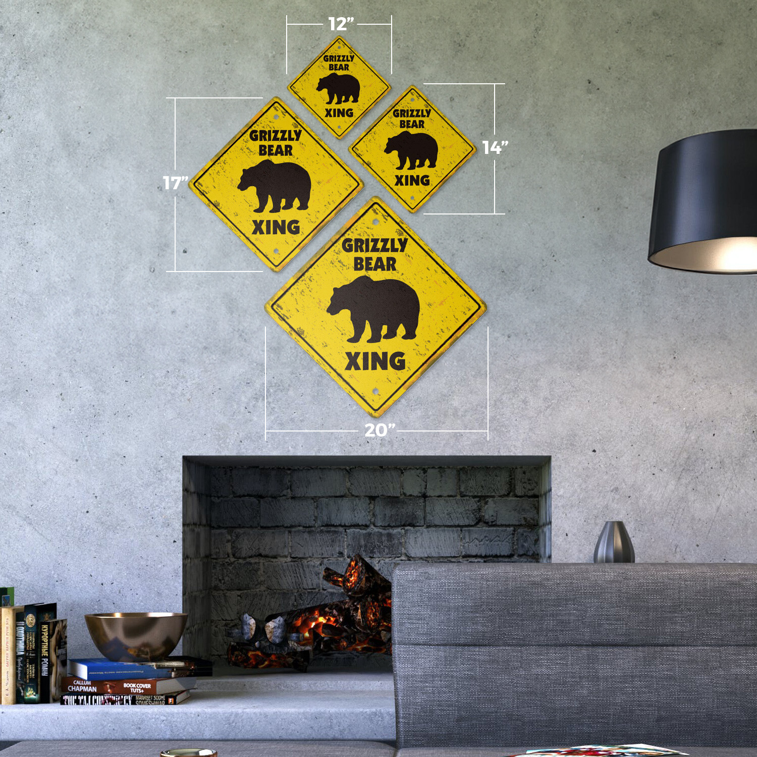 Grizzly Bear Vintage Crossing Sign Xing Plastic Rustic black brown kodial alaska