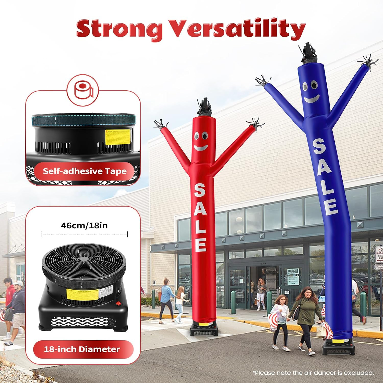 Inflatable Tube Man Blower, 750W Inflatable Balloon Fan (18 »), Wacky Waving Dan
