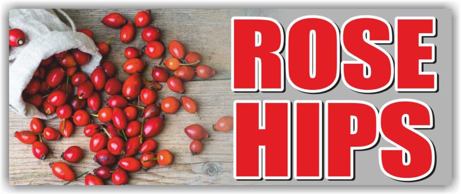 Rose Hips Advertising Banner Vinyl Sign Fresh Berries Vegetables Fruits Farm