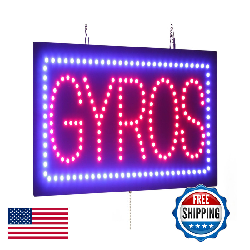 Gyros Sign 24X12 60X30Cm Topking Led Neon Florescent Signage Signboard Display