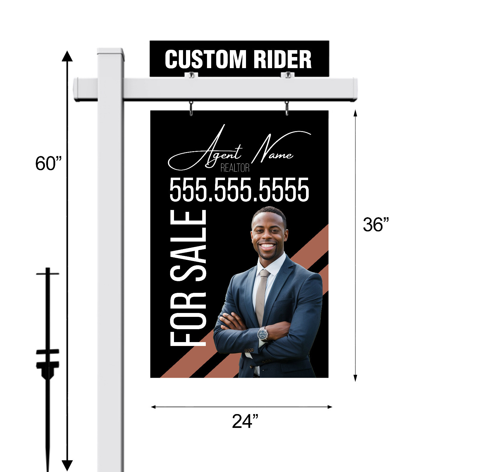 Real Estate Sign, Vinyl PVC Real Estate Sign Post White 5&prime; , For Sale Sign