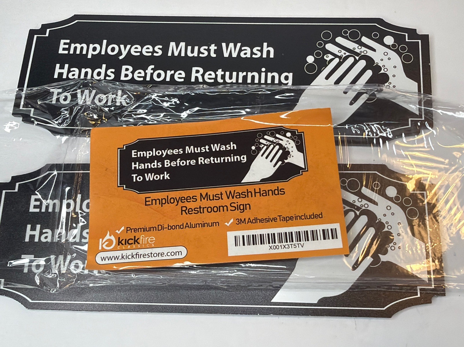 Employees Must Wash Hands Before Returning to Work Sign PVC 9×3 Set of 2 – NEW