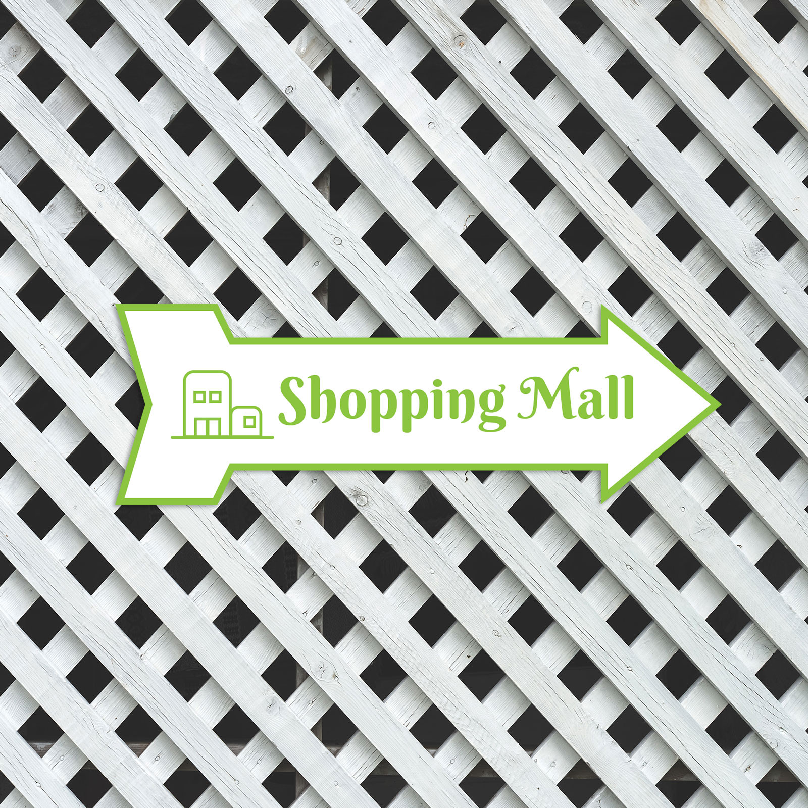 Arrow Shape Shopping Mall 12×4&Prime; Wall or Door Sign | Public Shop Signage