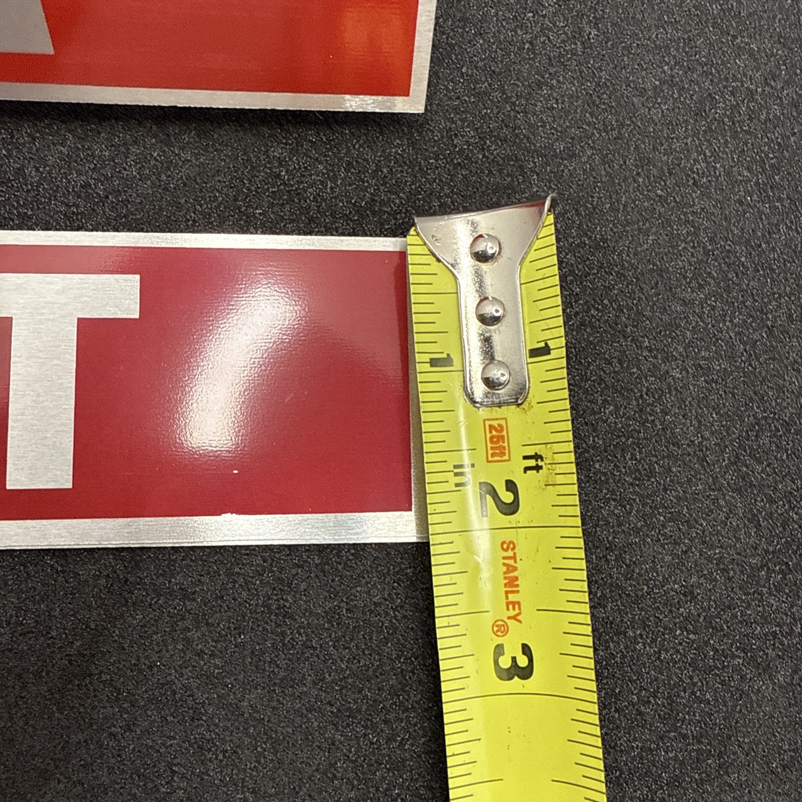 Self-Adhesive « EXIT » Sign 2&Prime; x 8&Prime; Red And Brushed Aluminum (Vintage)