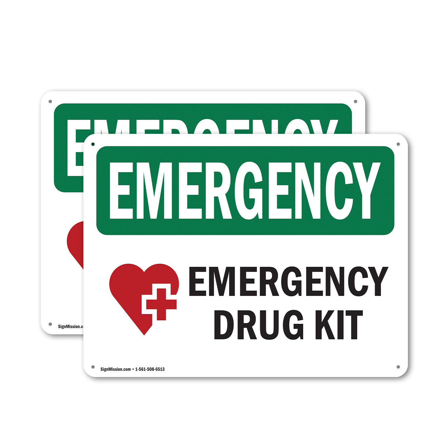 (2 Pack) Drug Kit With Symbol OSHA Emergency Sign Decal Metal Plastic