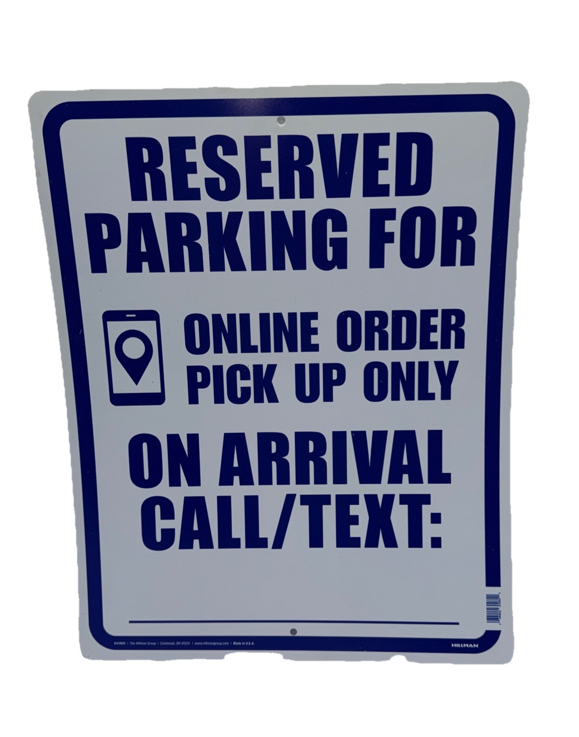 Hillman 843869 Reserved Online Order Parking Sign, 15&Prime; x 19&Prime;, Blue Vinyl USA{91}
