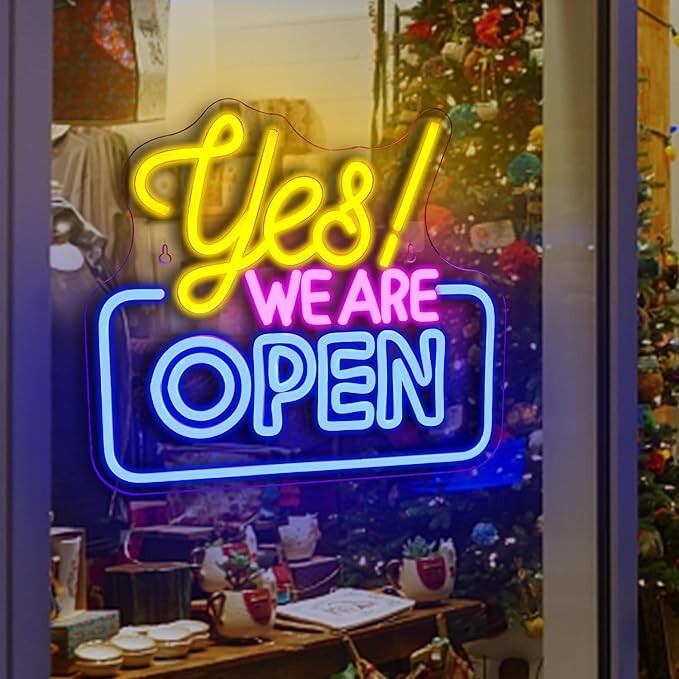 Neon Open Sign,Bright Led Light Advertisement USB Powered/13.4 * 11.8 in
